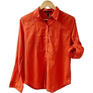 LAUREN RALPH LAUREN Y2k Coastal Old money Utility Minimalist Orange Shirt Large